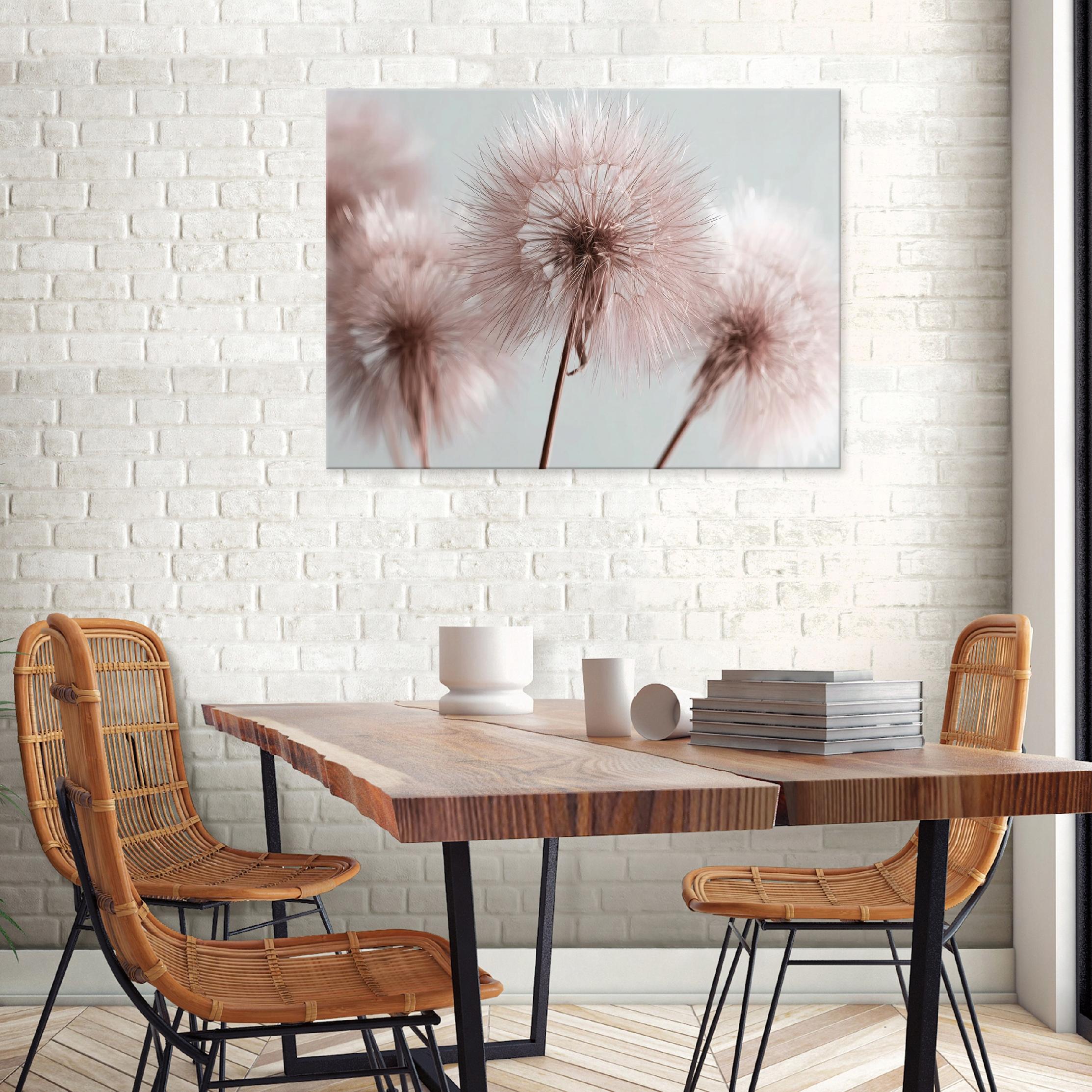 Painting of dandelion flowers, nature, pink, for the bedroom or living room, on canvas, 40x30