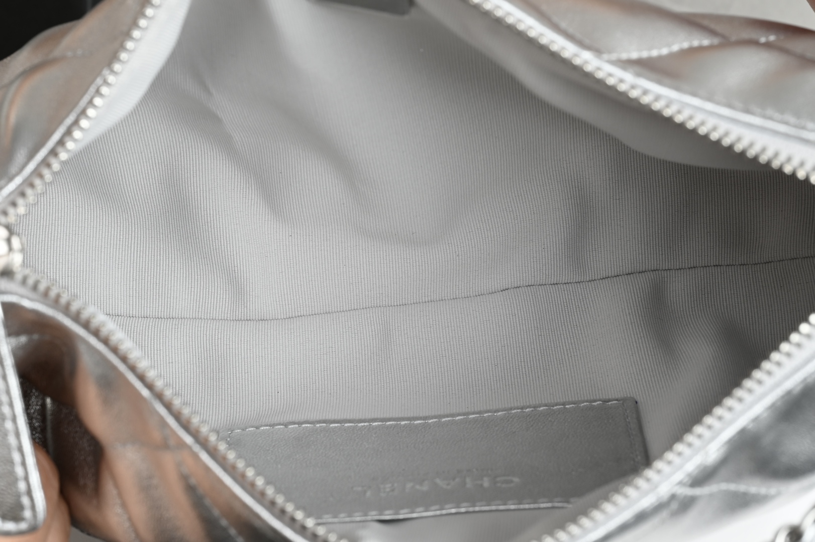 25C Hobo Bag in Silver Metallic Quilted Lambskin with Silver-Tone Hardware (Model AP4386) - Mocuir