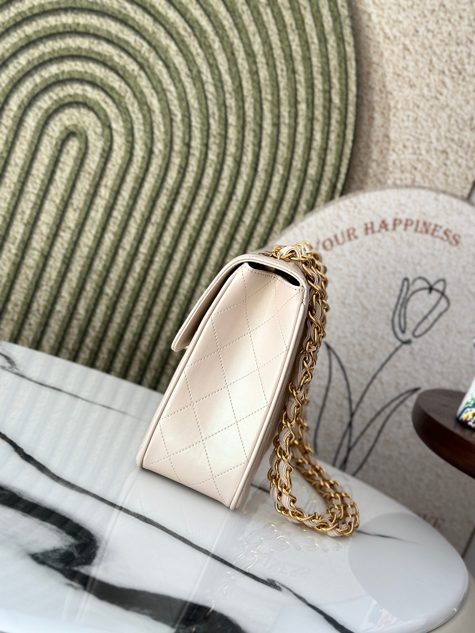 Classic Flap Maxi Jumbo in IvoryCream Quilted Lambskin with Light Gold Hardware - Mocuir