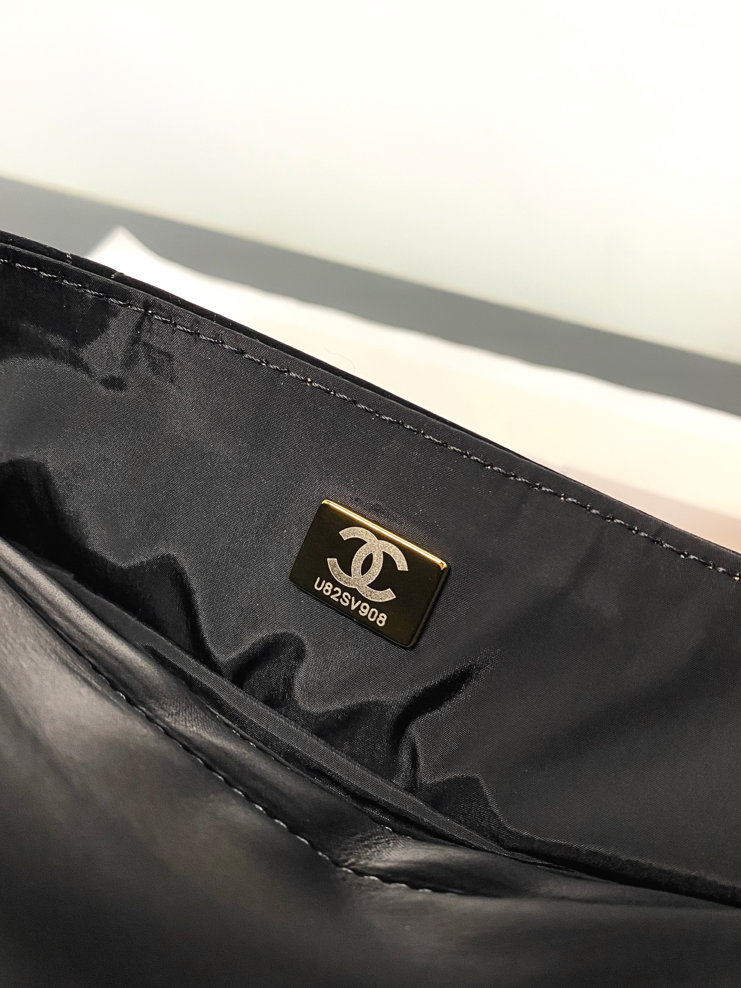 25N Ski Collection Hobo Bag in Black Technical Suede Nylon with Gold Hardware (Model AM7140) - Mocuir