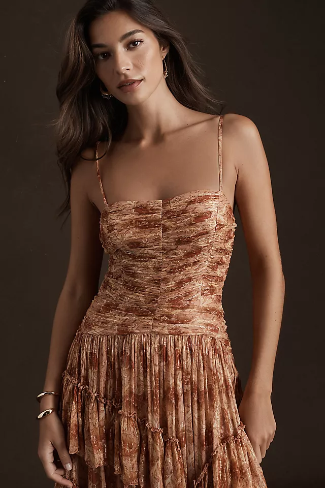 Classic Ruffled Drop-Waist Gown GOLD