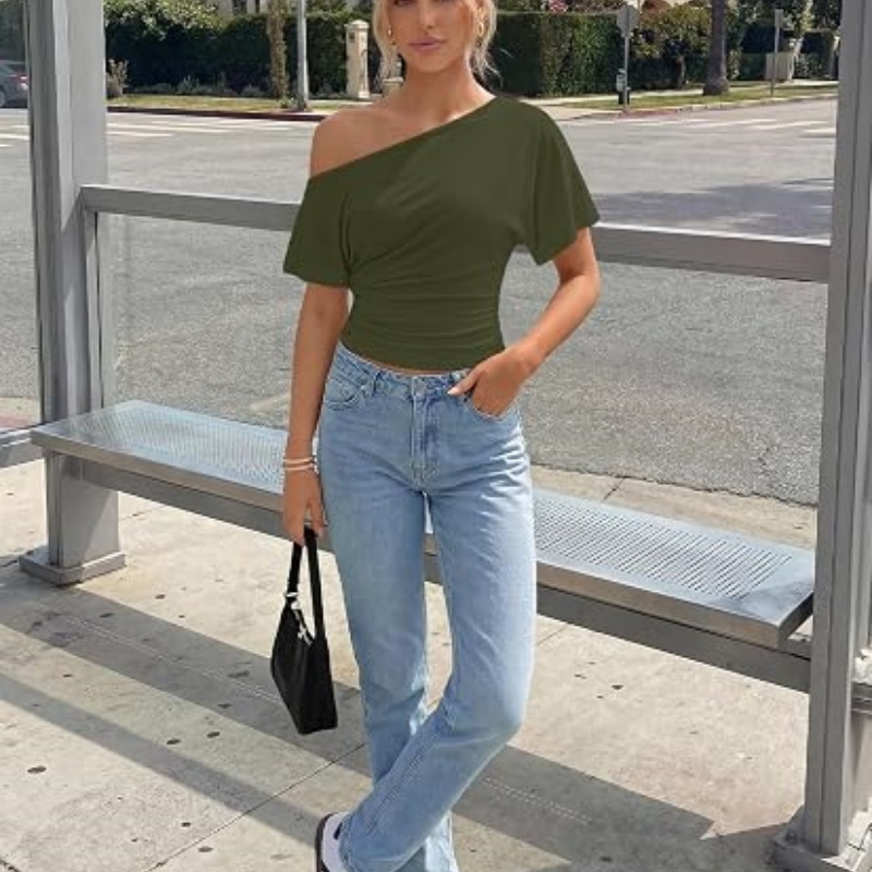 Womens Off the Shoulder Tops 2026 Summer Going Out Crop Shirts