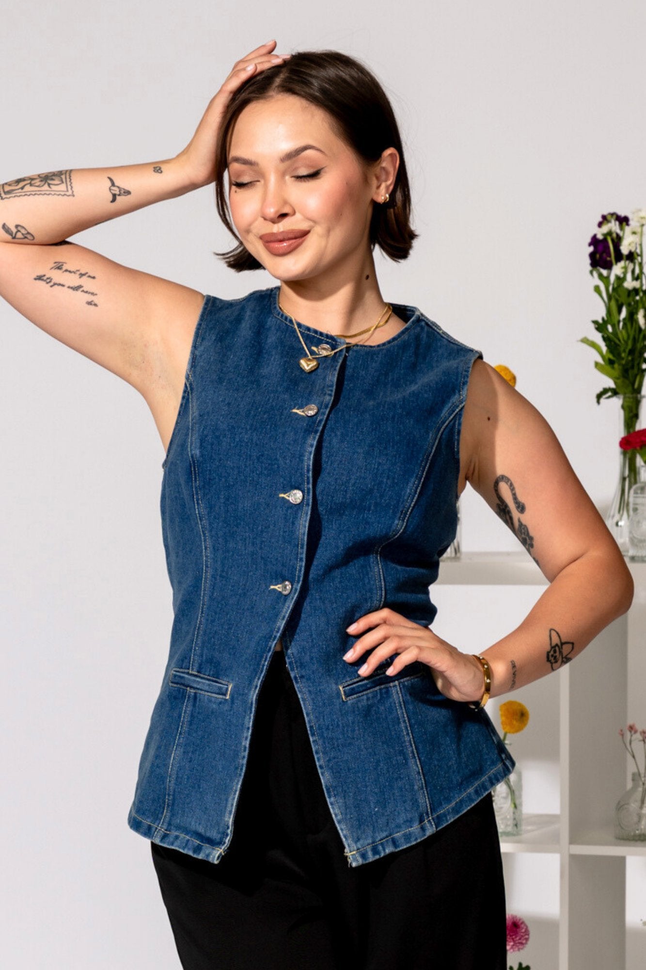 ‌Urban Long Denim Vest