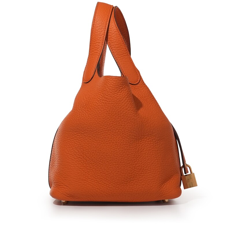 Orange Clemence Picotin Lock 18 Gold Hardware