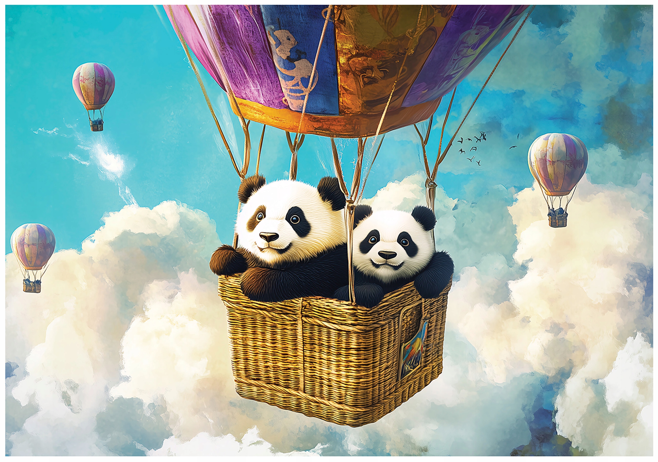 Photo wallpaper for children, animals, clouds, wallpaper for a child's room,
