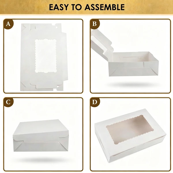 White Bakery Boxes with Window 48 Pack 12x8x2.5