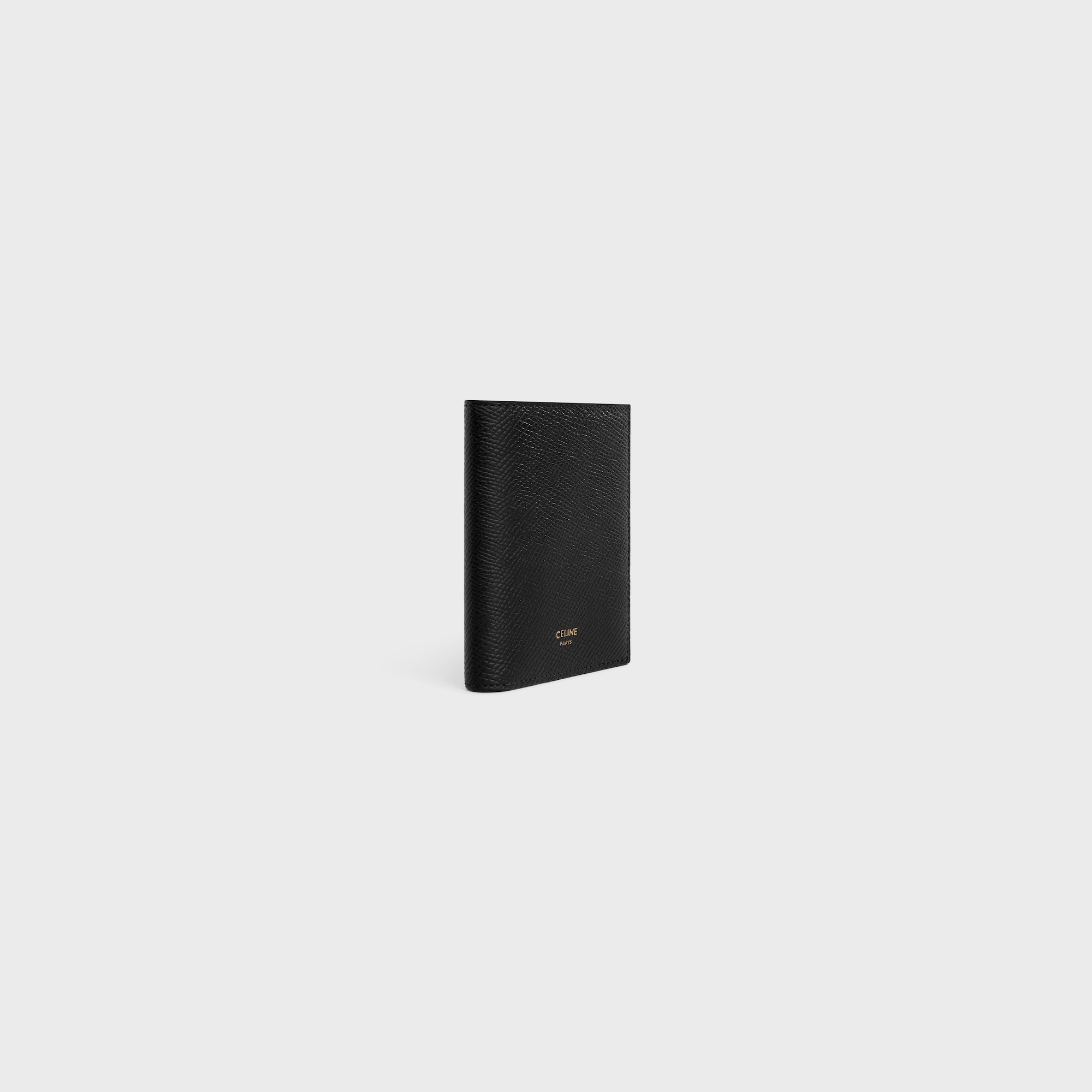 COMPACT WALLET TRIOMPHE CHARMS IN GRAINED CALFSKIN BLACK