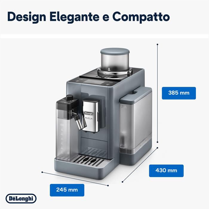 DE LONGHI - Macchina da caffè automatica RIVELIA EXAM440.55.G-Grigio (pebble grey)