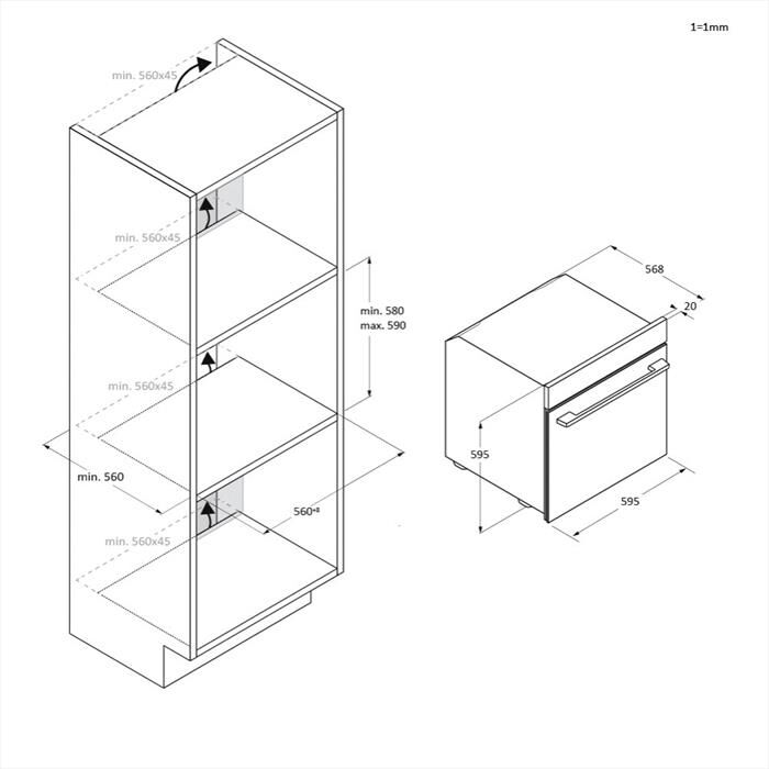 CANDY - Forno incasso elettrico CA6 N3T1HTB Classe A+-Black