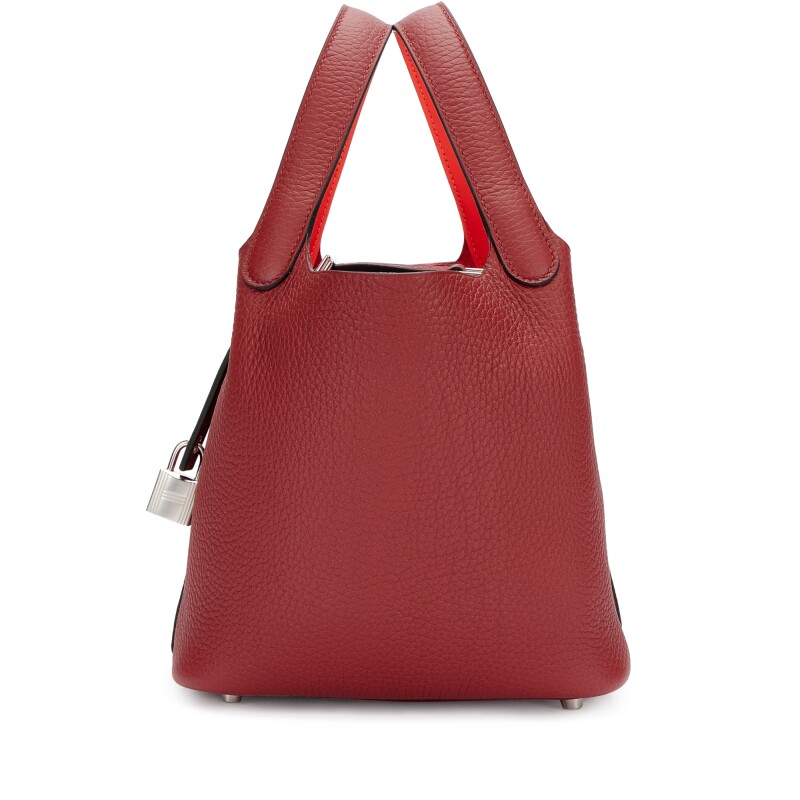 Rouge H Clemence and Orange Field Swift Verso Picotin Lock 18 Palladium Hardware