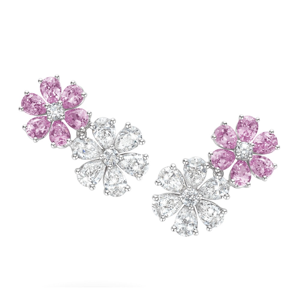 Twin Flower Gemstone Earrings