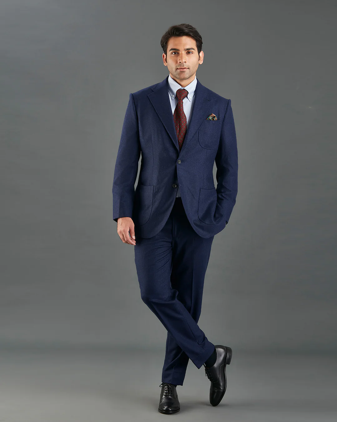 Dark Navy Woollen Flannel Suit