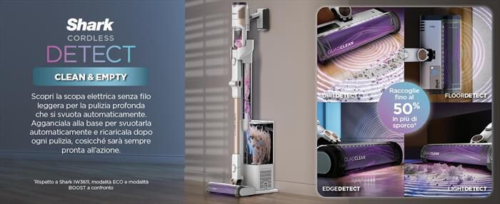 SHARK - Scopa elettrica DETECT CON AUTOSVUOMENTO IW3612EU-Bianco