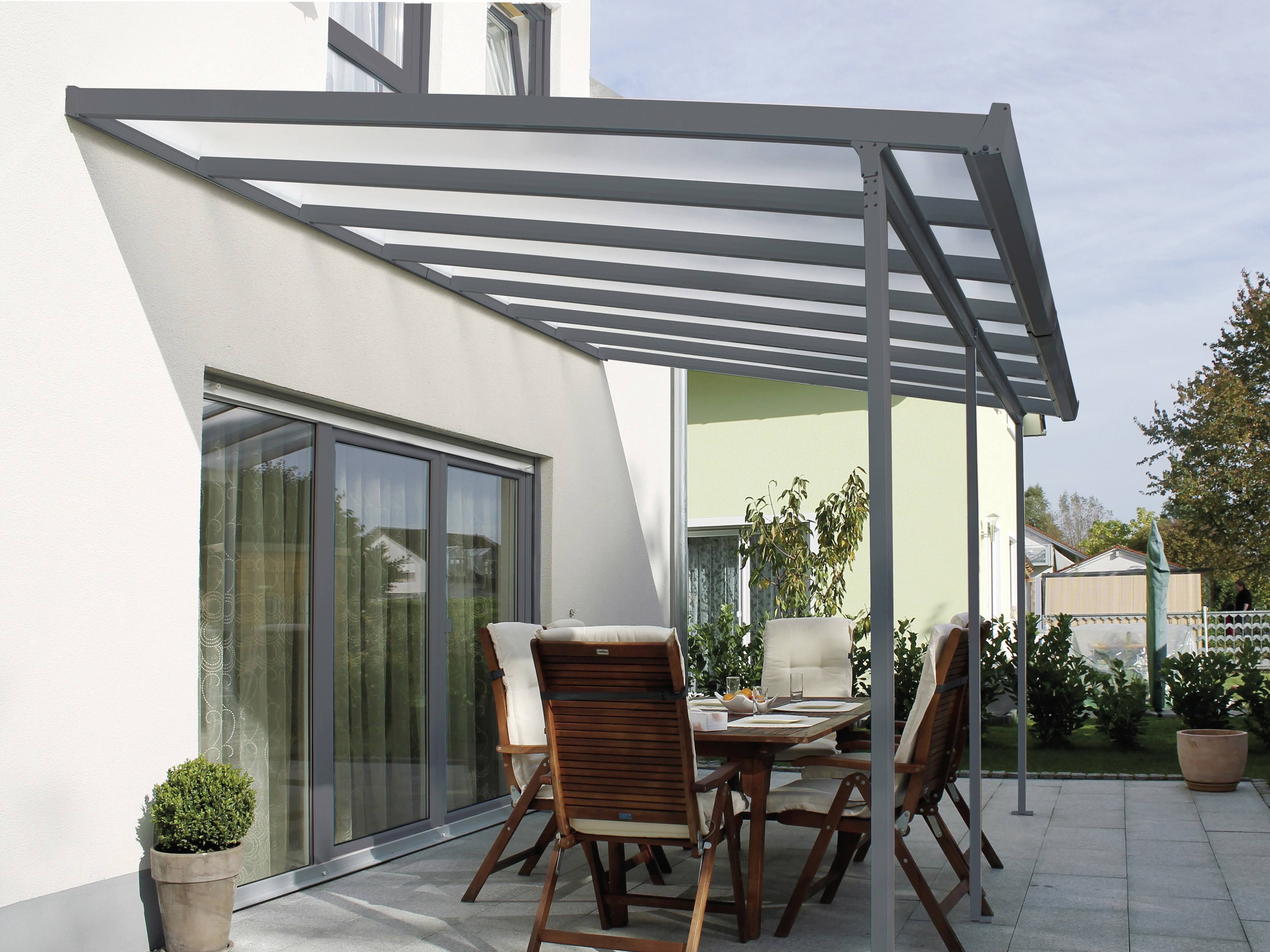 Pergola da esterno in alluminio antracite con copertura in policarbonato 4x3 m