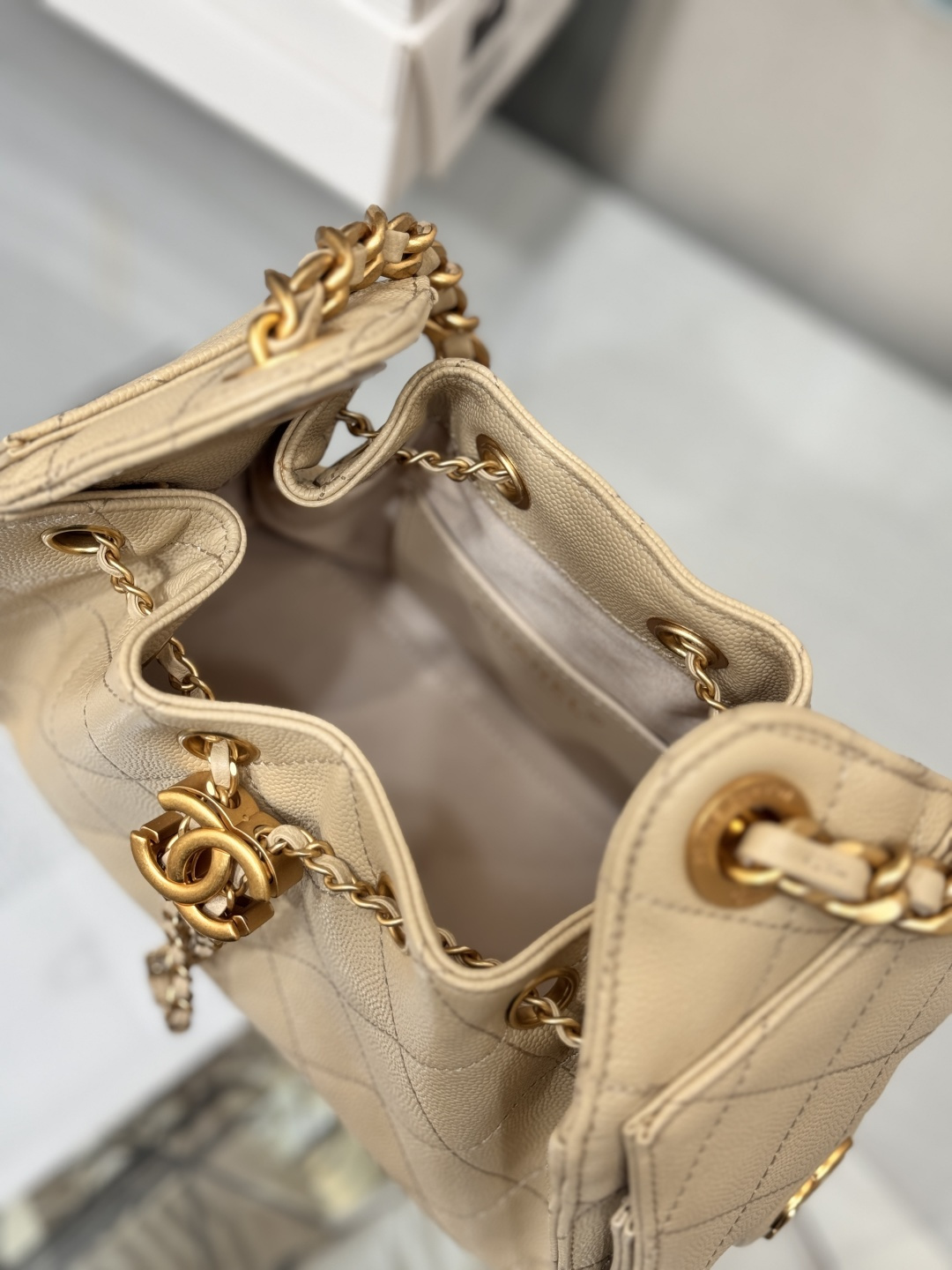 25Bag Mini Drawstring Bag（Beige） - Mocuir