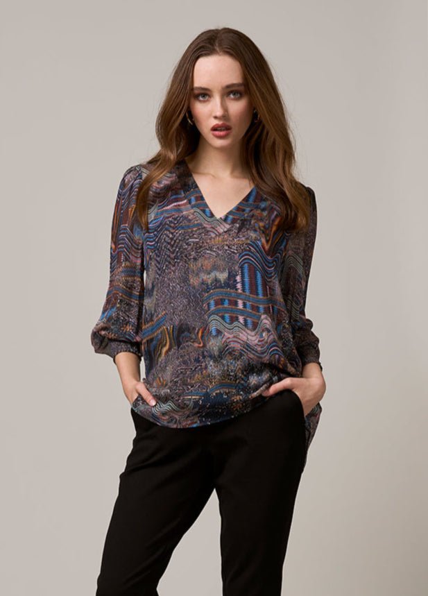 Printed V-neck blouse