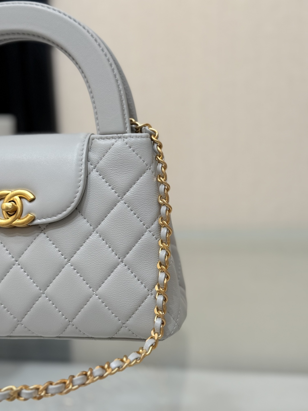 Mini Kelly Bag with Handle（Light Grey） - Mocuir