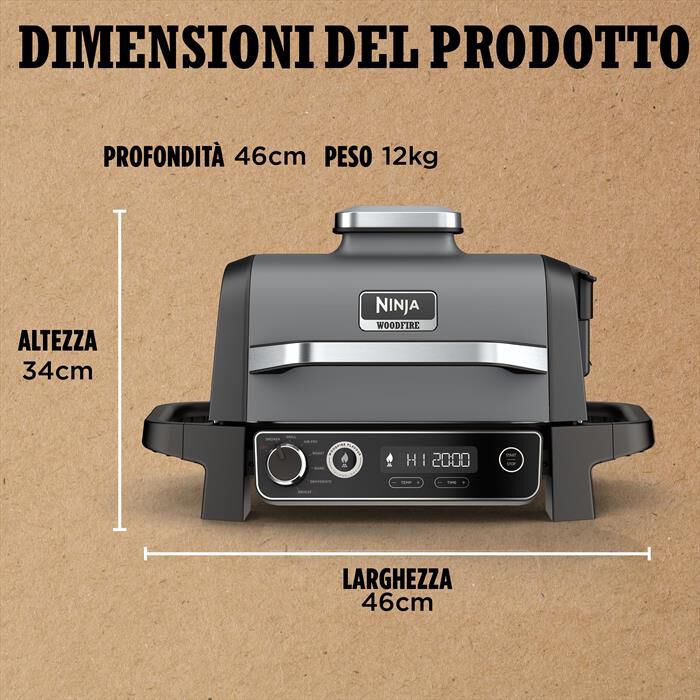 NINJA - BBQ elettrico Woodfire+affumicatore OG701EU-nero