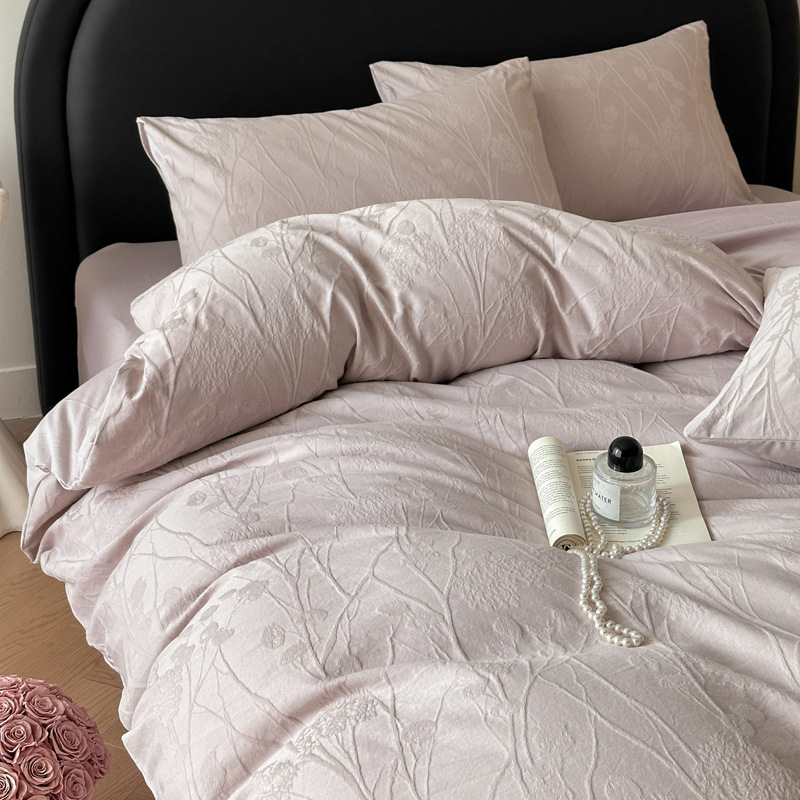 Long-staple cotton 60 thick woven cotton Jacquard four-piece cotton barrier-free high-grade quilt cover bedding