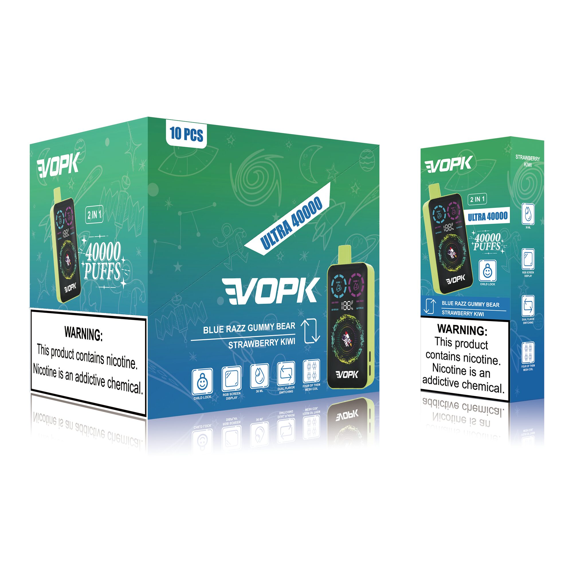 VOPK ULTRA 40000 40K Puffs Double Taste RGD Screen Display Disposable Vape