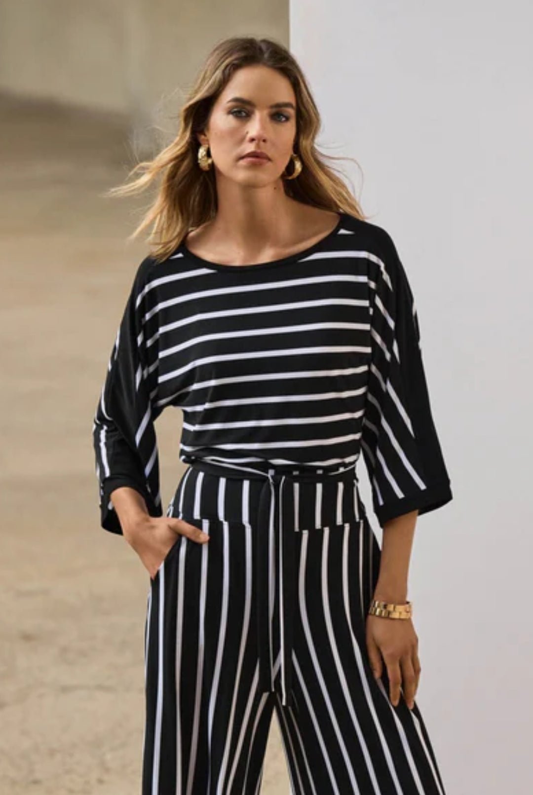 Refined Stripe Dolman Tee‌