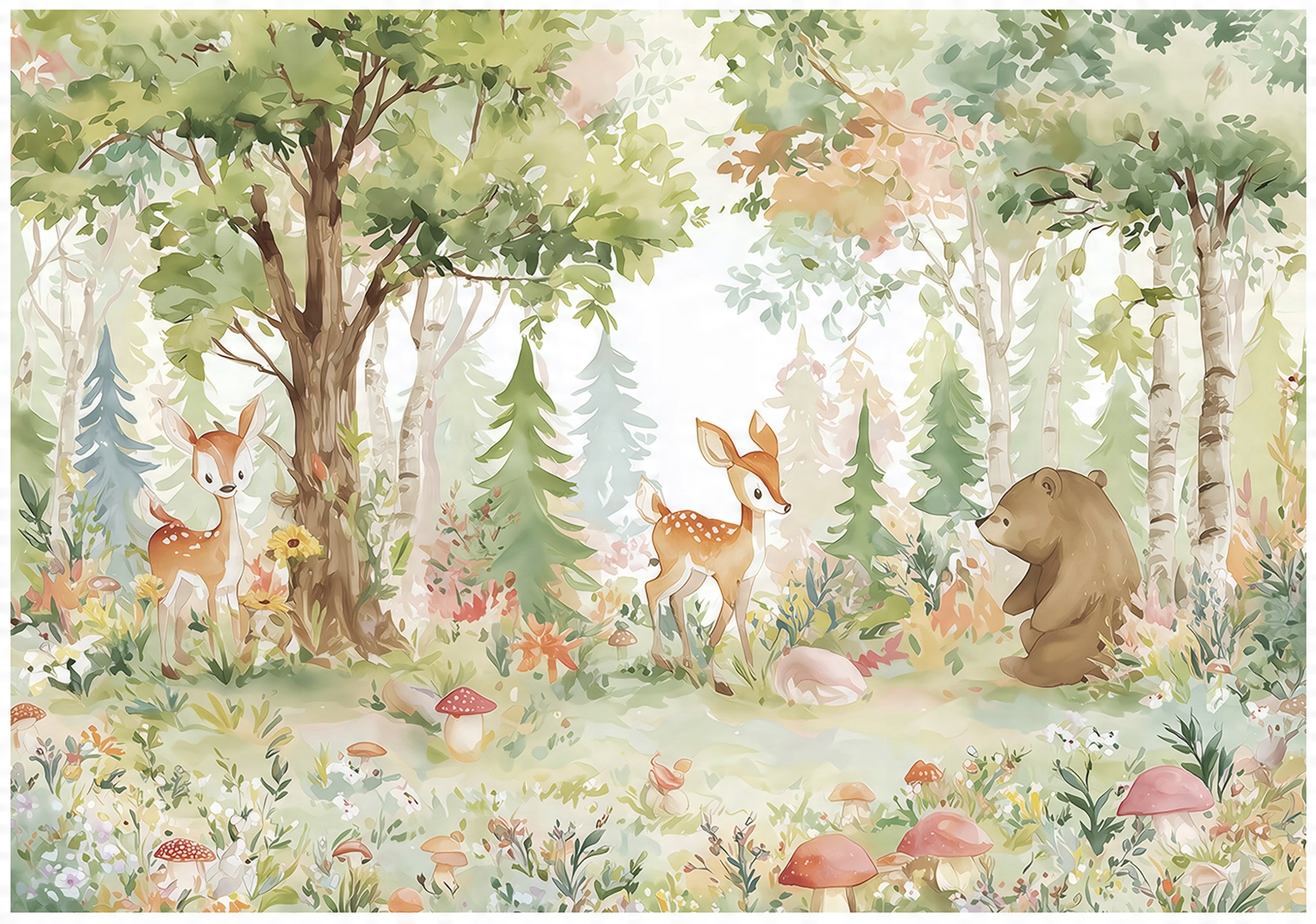 Wall mural for children forest animals wallpaper for children's room