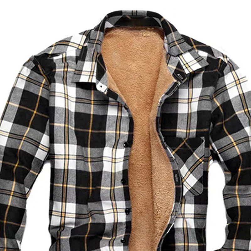 Checked Lapel Plus Velvet Padded Brushed Jacket