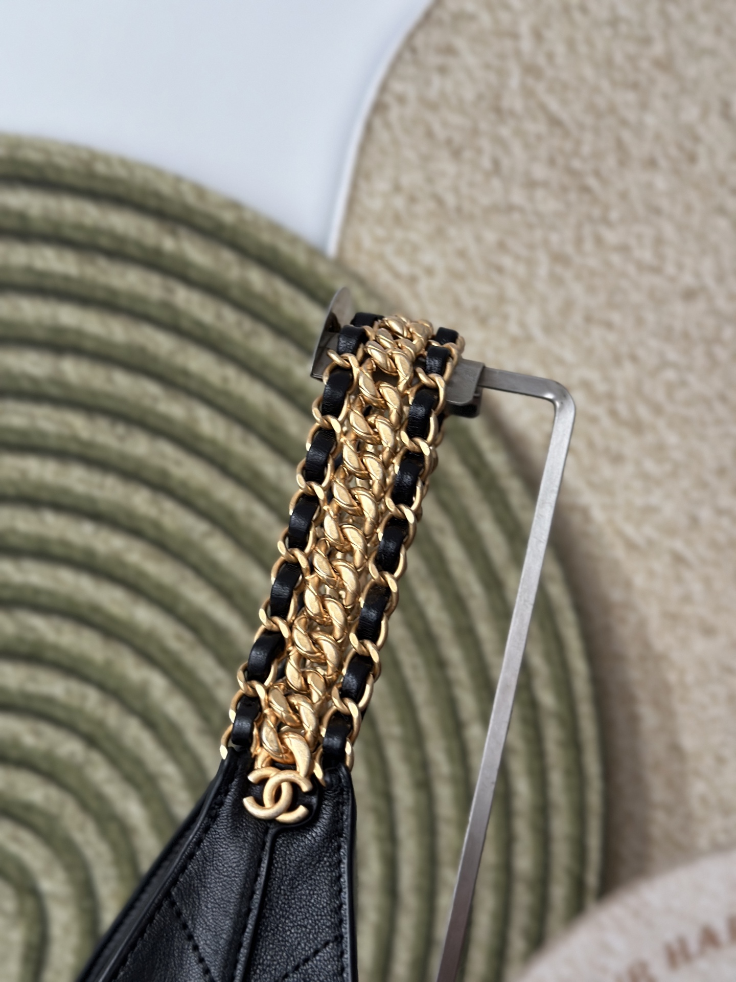 25K Black Calfskin Quilted Hobo Bag with Gold Turnlock Hardware - Mocuir