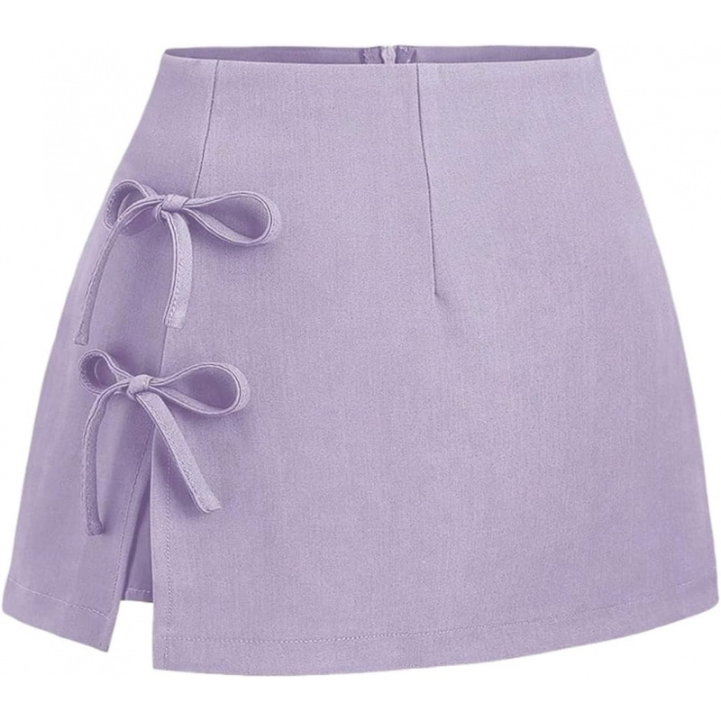 Women's Bow Knot Side Split Mini Skirt