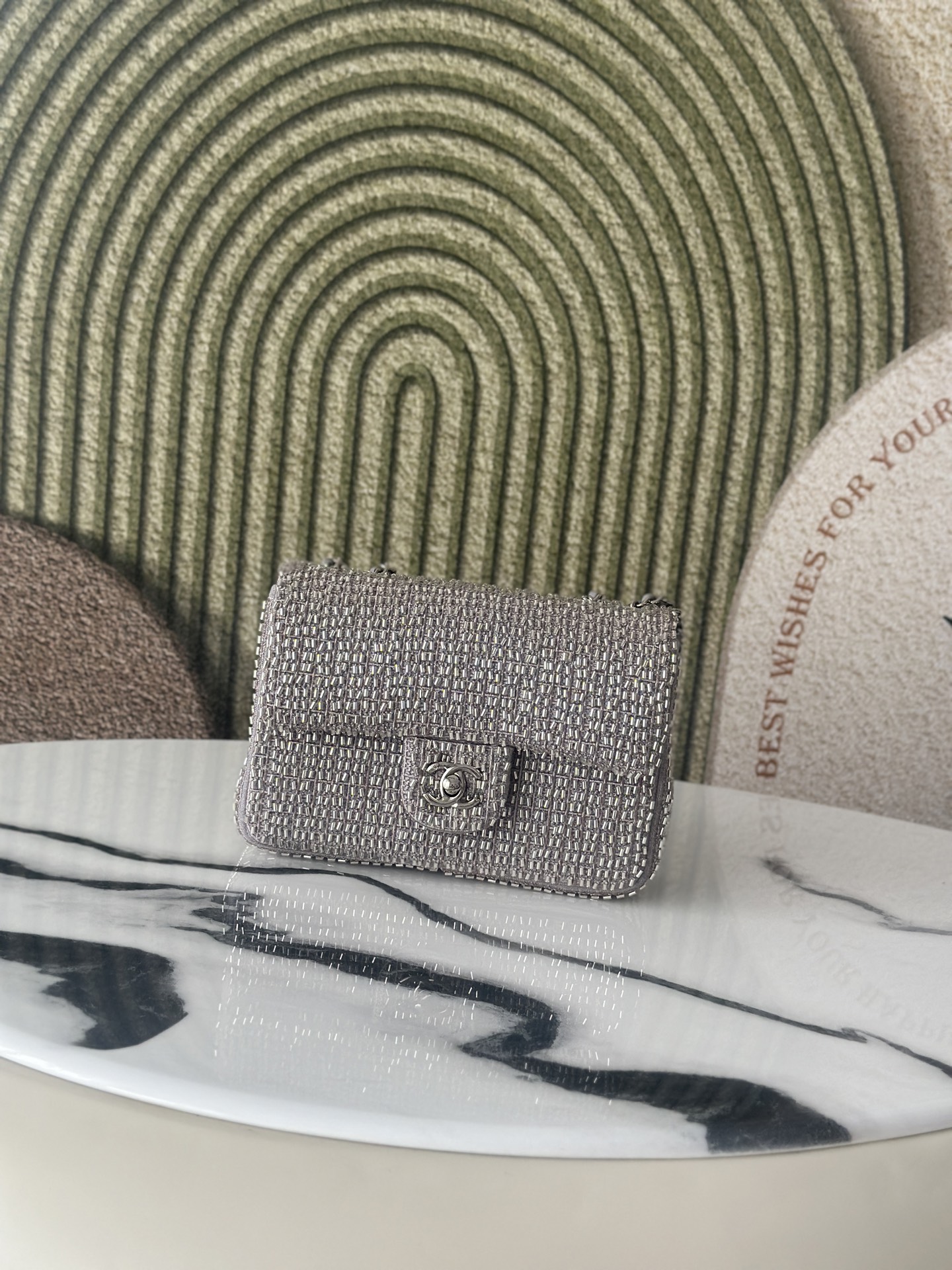 19 Bag Small in Grey Crystal Embellished Lambskin with Silver-Tone Hardware - Mocuir