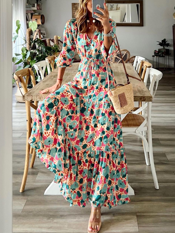 Women's Summer Sweetheart Tiffany And Pink Bohemian Maxi Dress