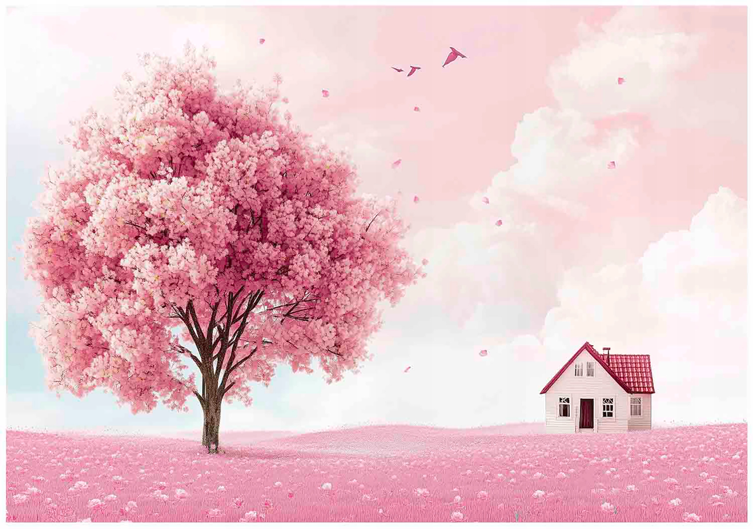 Wall mural for girls, tree wallpaper for a child's room,