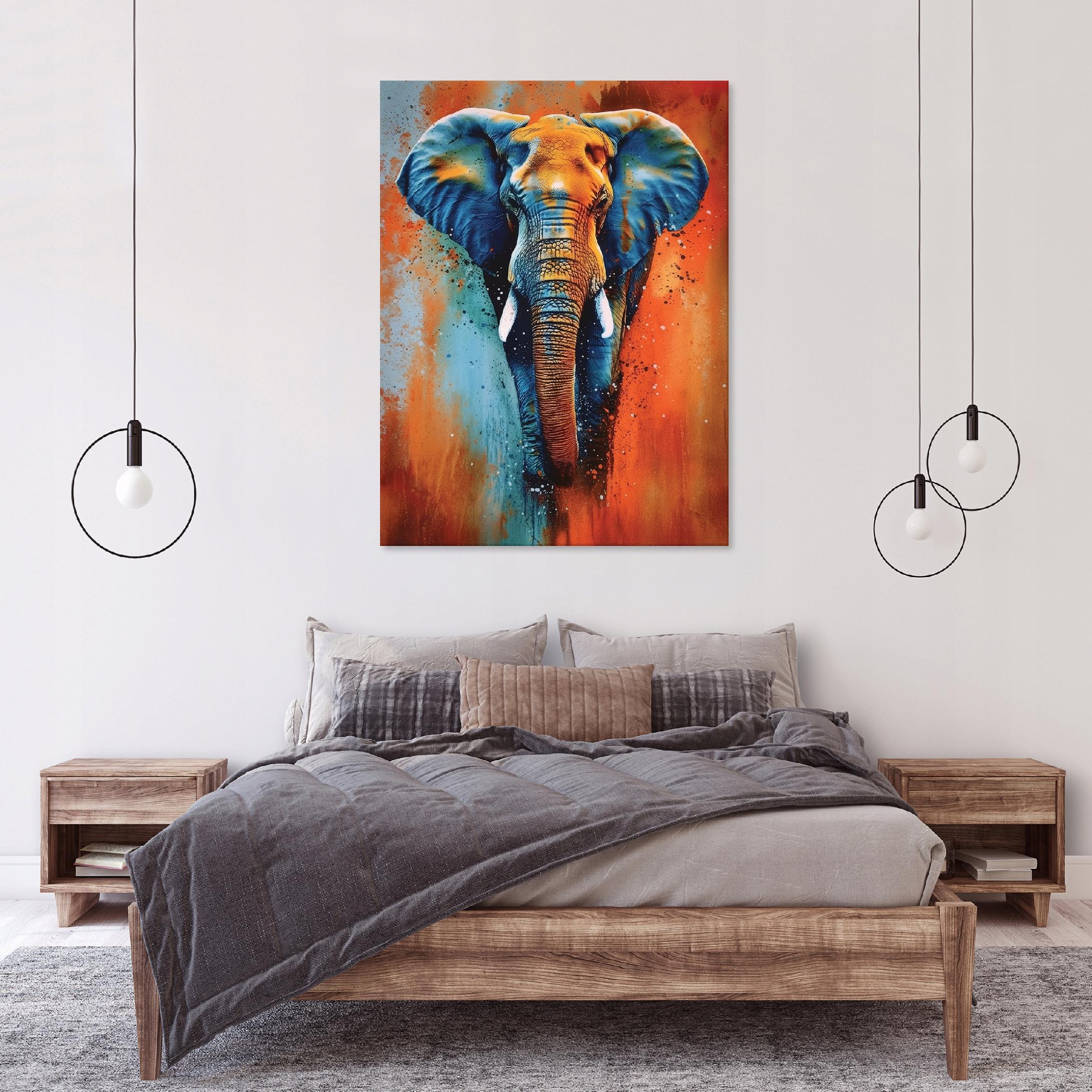 Concrete Elephant Abstract Modern Art Print for the Bedroom or Living Room on Canvas, 100x70 cm