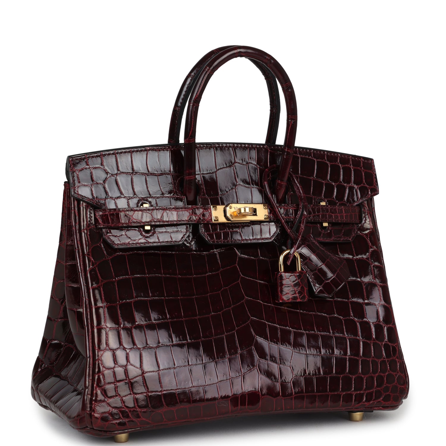 Birkin 25 Bordeaux Shiny Niloticus Crocodile Gold Hardware