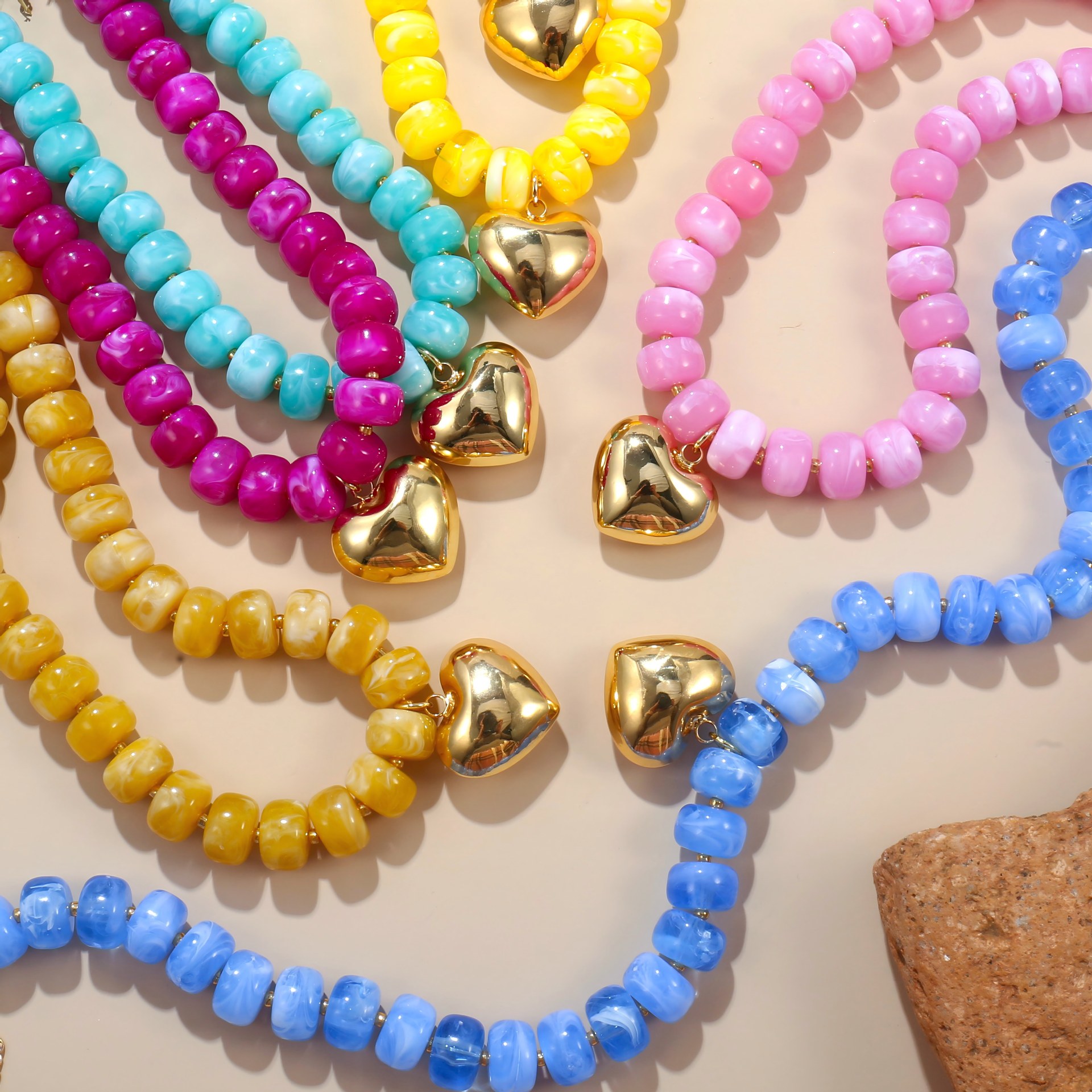 New colorful beaded love necklace fashion trend commuter everyday ladies Joker clavicle chain