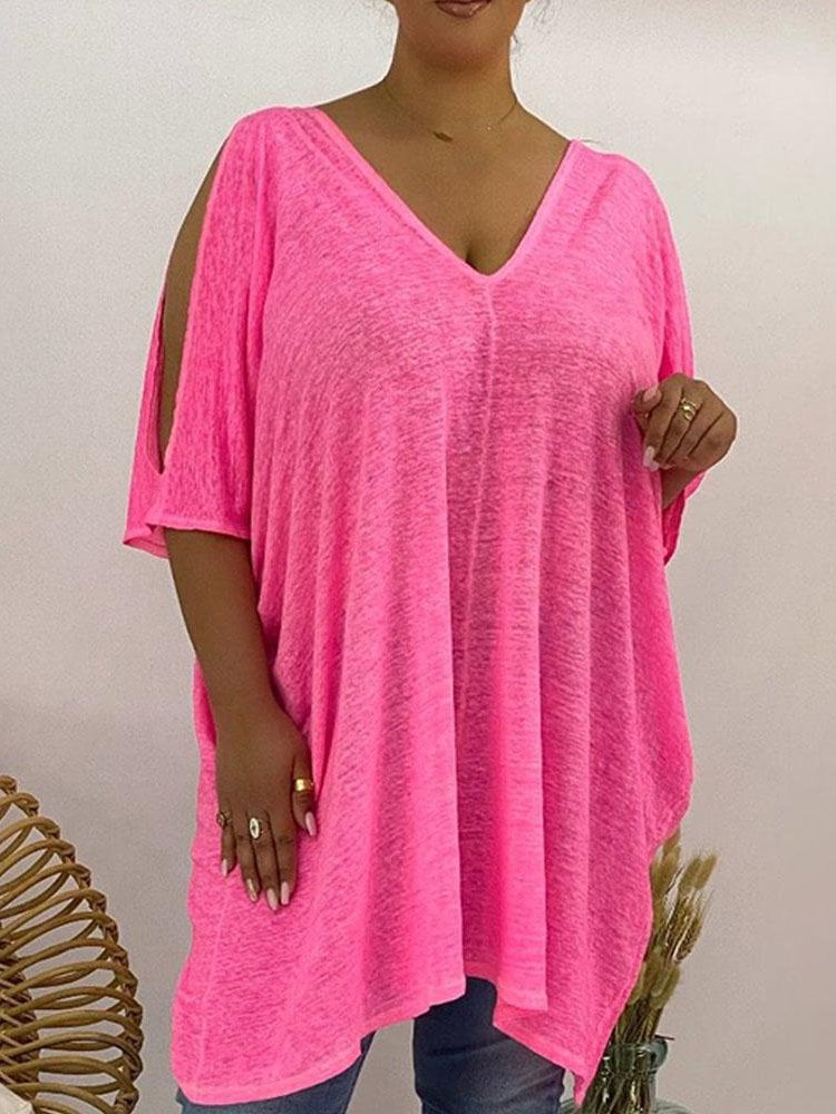 Women's Plus Size V-Neck Loose Short Sleeve T-Shirt