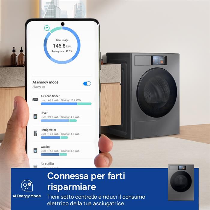 SAMSUNG - Asciugatrice DV90F09F4SU3 9Kg Classe A-Nero