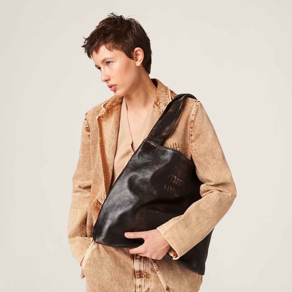 Nappa hobo bag with logo