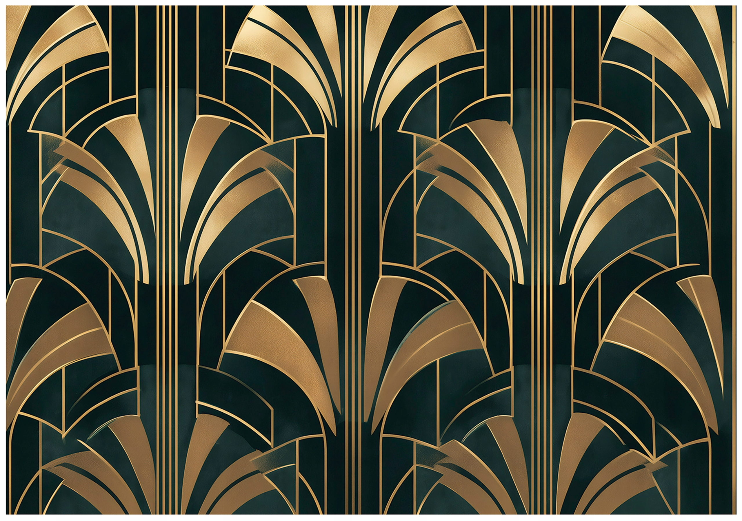 Art Deco gold abstract wall mural for the bedroom or living room,