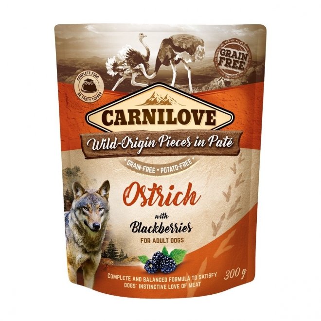 Carnilove Dog Pouch Paté Ostrich with Blackberries, 300g