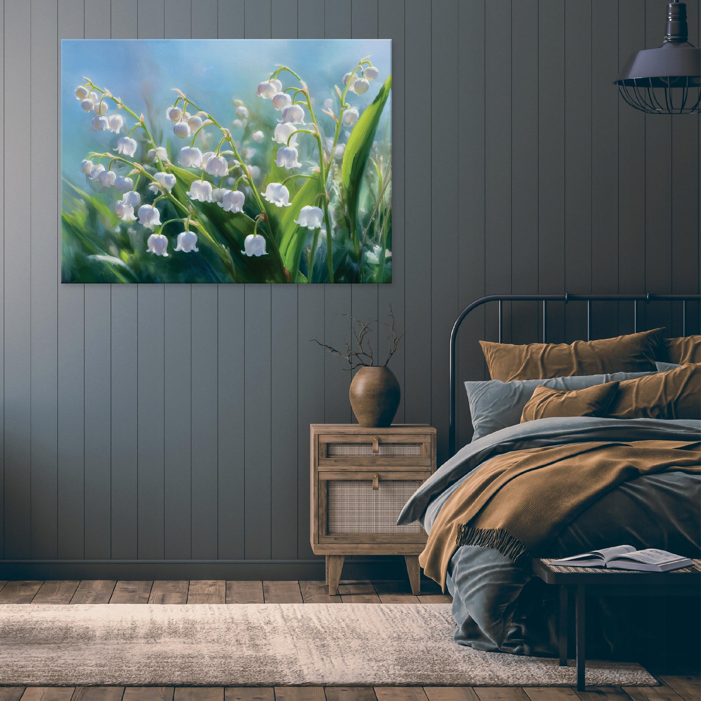 Painting of snowdrops in a field, suitable for a bedroom or living room, on canvas, 40x30