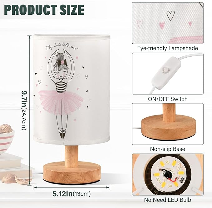 TWINKLETALE Table Lamp Cute Ballerina Girl Princess Dancing Ballet