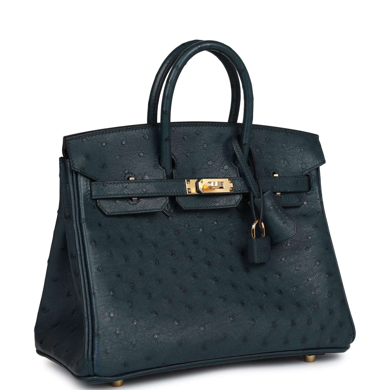 Birkin 25 Vert Cypres Ostrich Gold Hardware
