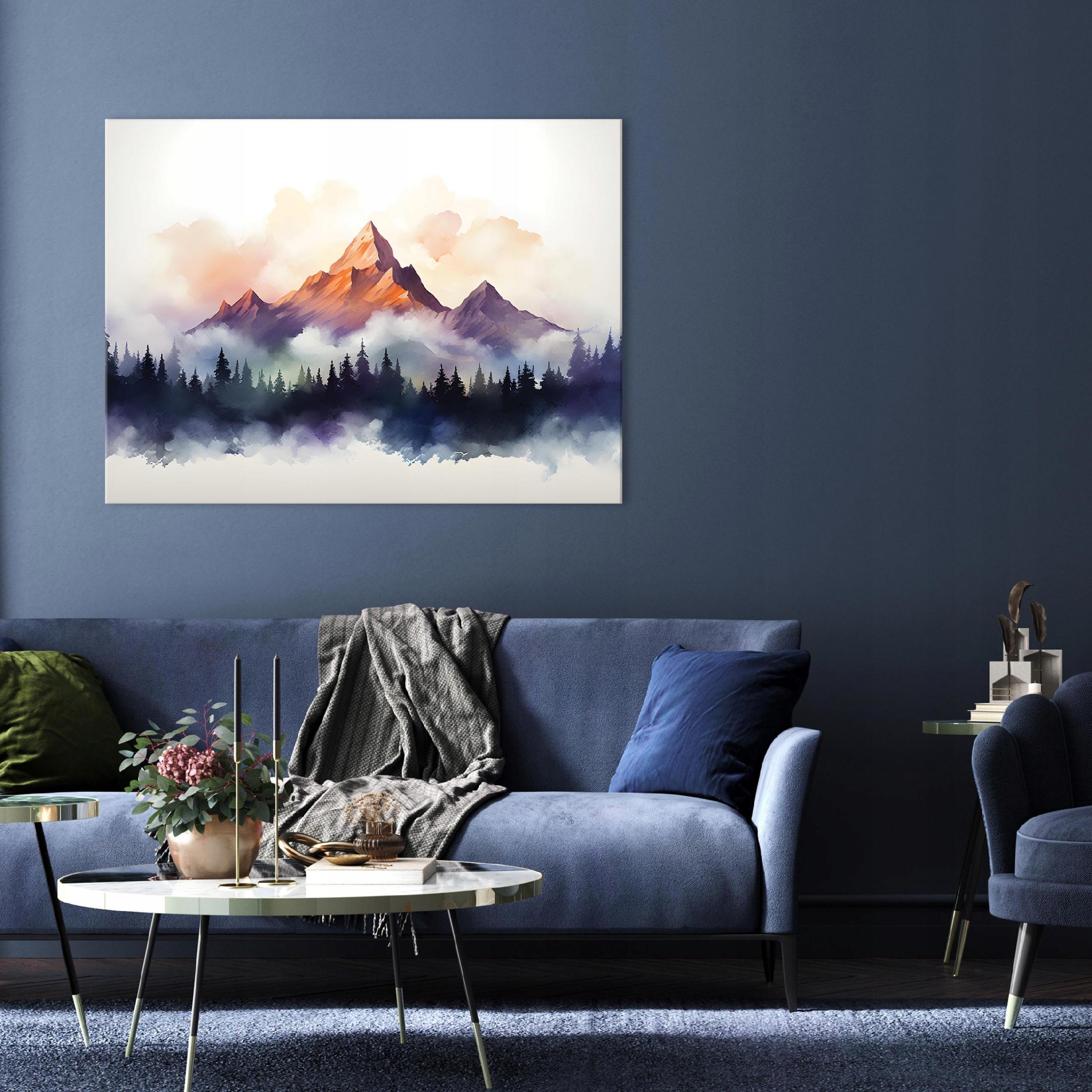 Abstract nature mountain painting on canvas for a bedroom or living room wall, 60x40