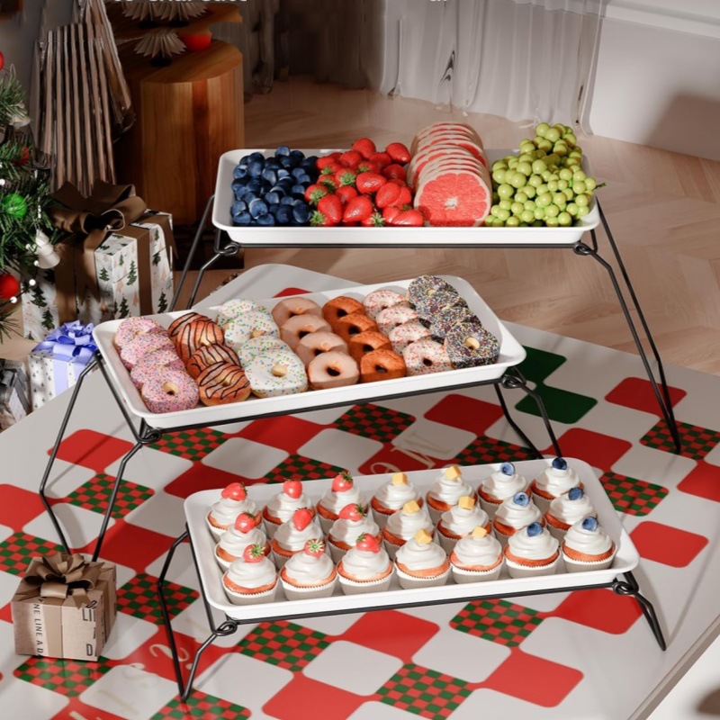 Dessert tray Multi-layer dessert rack Three-layer fruit tray Hotel dessert table self-service display rack