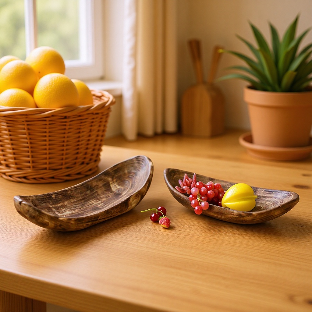 Modern Simple Style Wooden Ecological Fruit Plate Anti-scalding Dinner Plate Snack Plate for Home Desktop