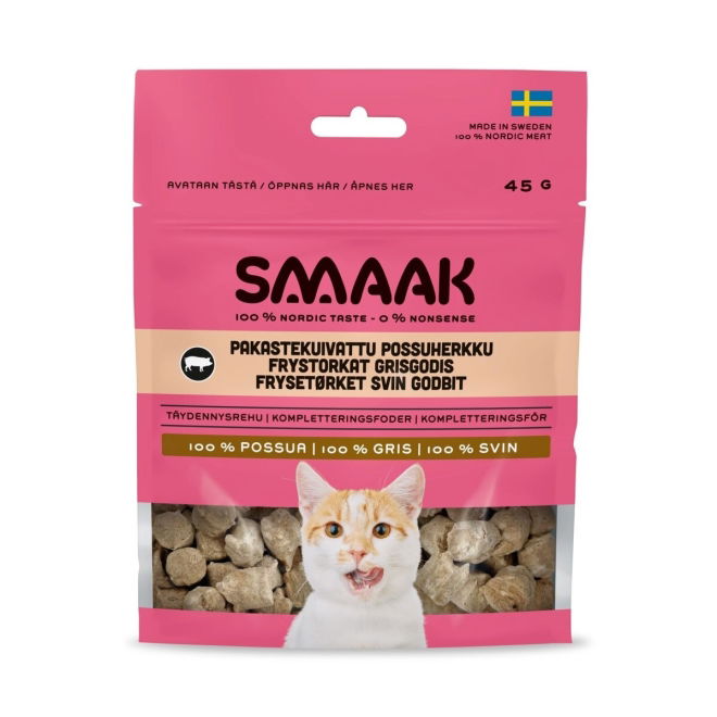 SMAAK Cat Frysetørkede godbiter Svin 45 g