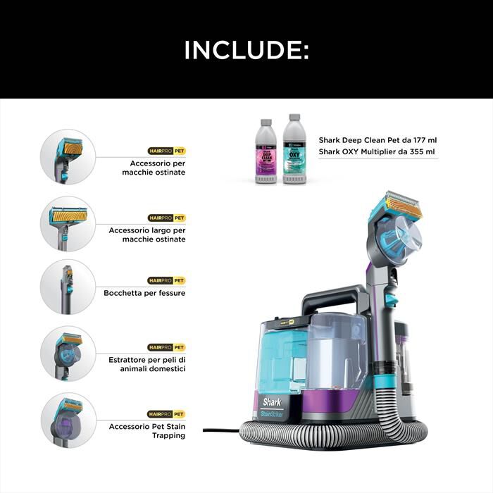 SHARK - SMACCHIATORE PORTATILE STAINSTRIKER HAIRPRO PET-Grigio