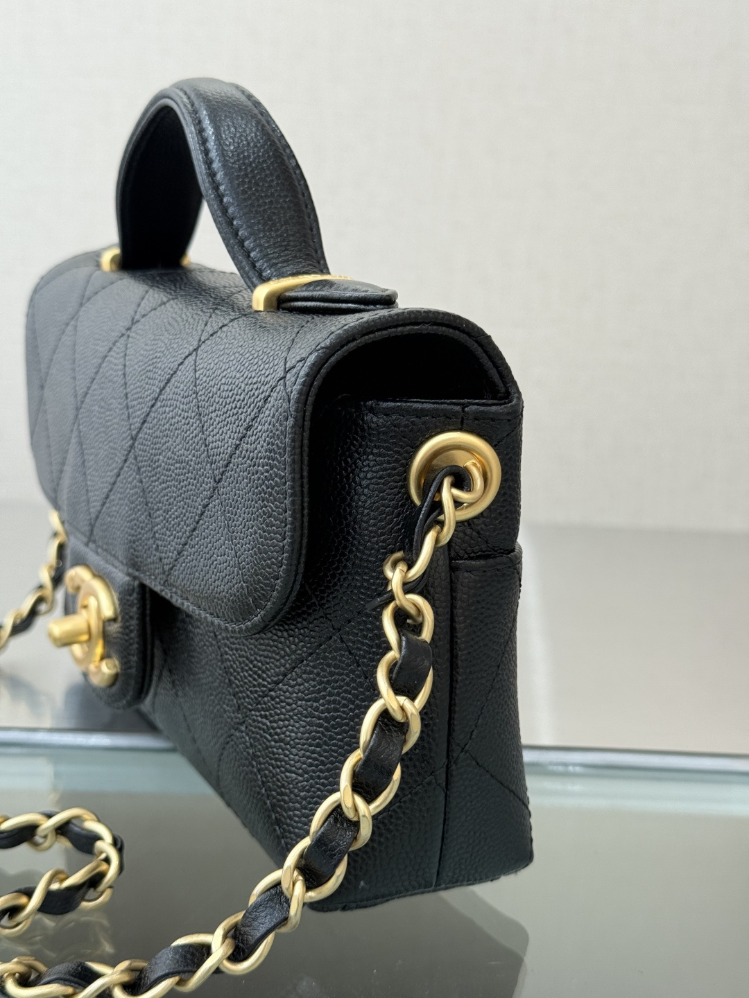 Small Rectangular Flap Bag with Top Handle - Mocuir