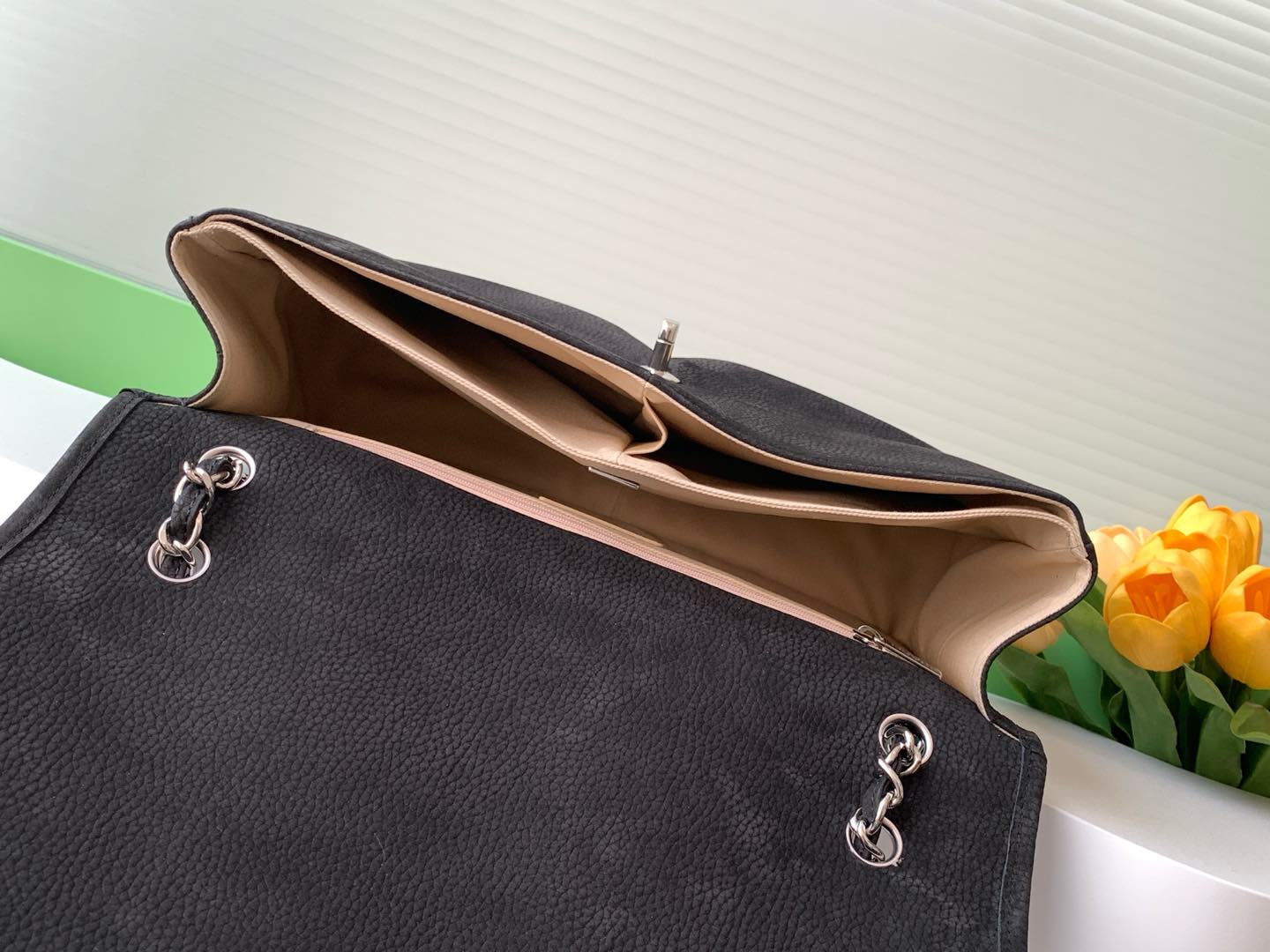 Classic Jumbo Flap Bag in Black Quilted Caviar Leather with Silver-Tone Hardware - Mocuir